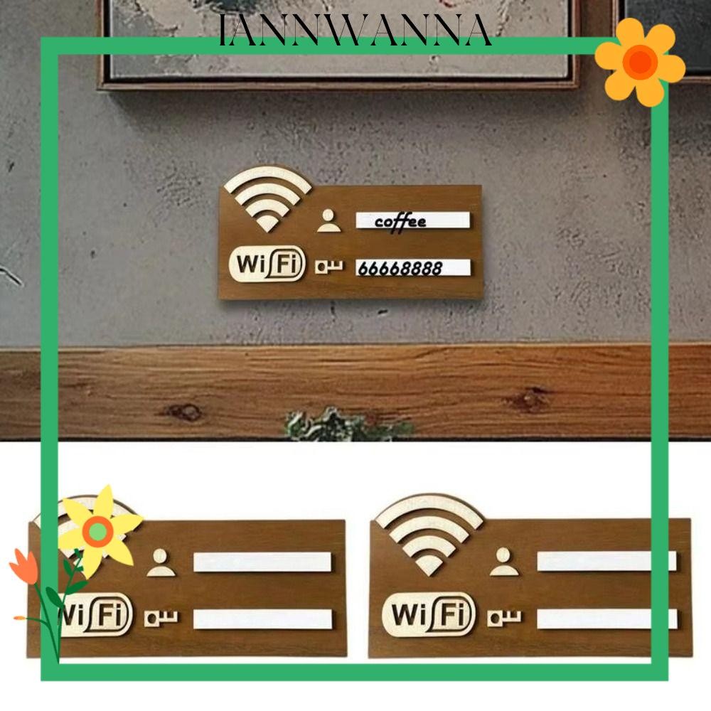 IANNWANA WiFi สติ๊กเกอร์ป้ายรหัสผ่าน, ไม้เขียนซ้ำได้, ออกแบบวินเทจ, สำหรับตกแต่งบ้าน