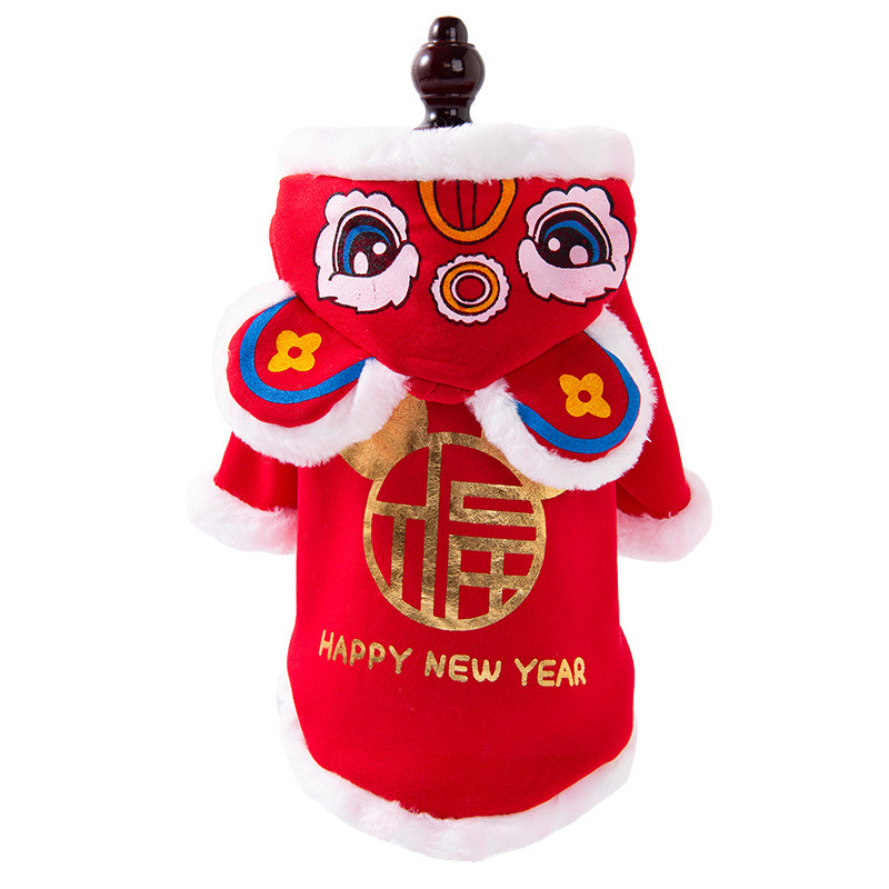 เสื้อผ้าสุนัขฤดูหนาวที่อบอุ่น กลิ่นฉุน ชุดแมวเสื้อผ้าสัตว์เลี้ยงตรุษจีนเสื้อผ้าสุนัขขนาดเล็กลูกสุนัขเสื้อผ้าสัตว์เลี้ยง - รูปที่ 3