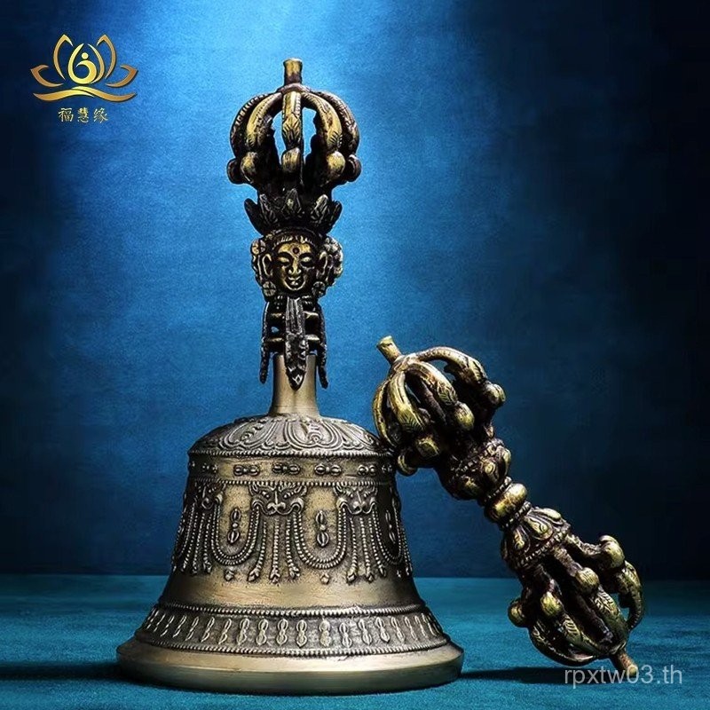 เนปาลนําเข้า Hand-Carved Bronze เก้าสาระ Vajra Vajra Bell Vajra Bell Vajra ขนาดใหญ่ความสูง 17 ซม.