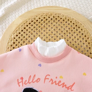 MooDeng Baby เสื้อกันหนาวเด็กหญิง ไซต์ 80-150 เซน ลายหมา สีเหลืองและชมพู ดีไซน์น่ารัก ให้ความอบอุ่นในวันหนาว
