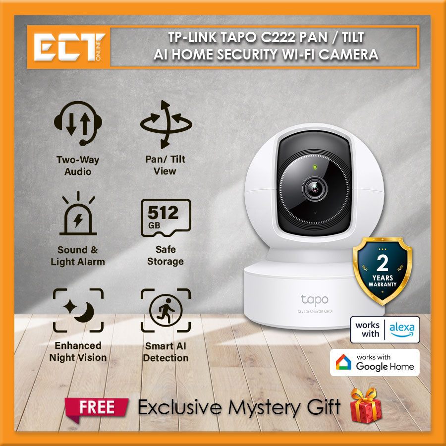 TP-Link Tapo C222 4MP 2K Pan / Tilt AI Home Security กล้อง Wi-Fi