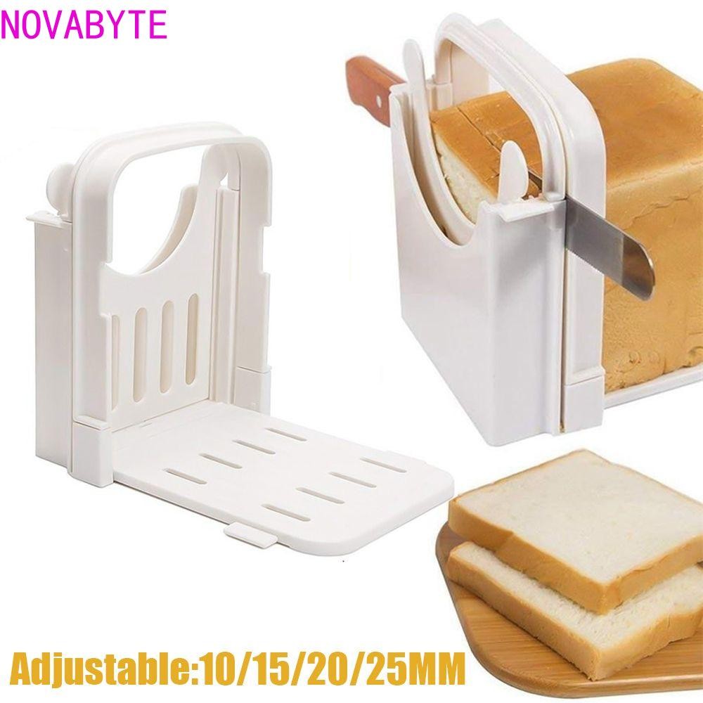 เครื่องตัดขนมปัง NOVABYTE เครื่องทําก้อนด้วยมือแบบปรับได้พร้อมคู่มือตัด Bagel Slicing