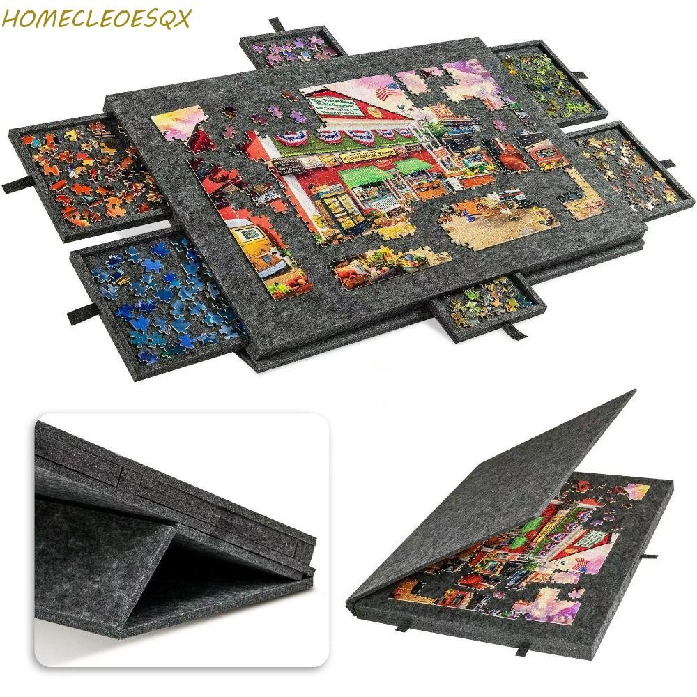 HOMECLEEOESQX 1000 ชิ้น Tilting Puzzle Board, 2-in-1 Felt Puzzle Storage Pad, Puzzle Mat แบบพกพาพับไ