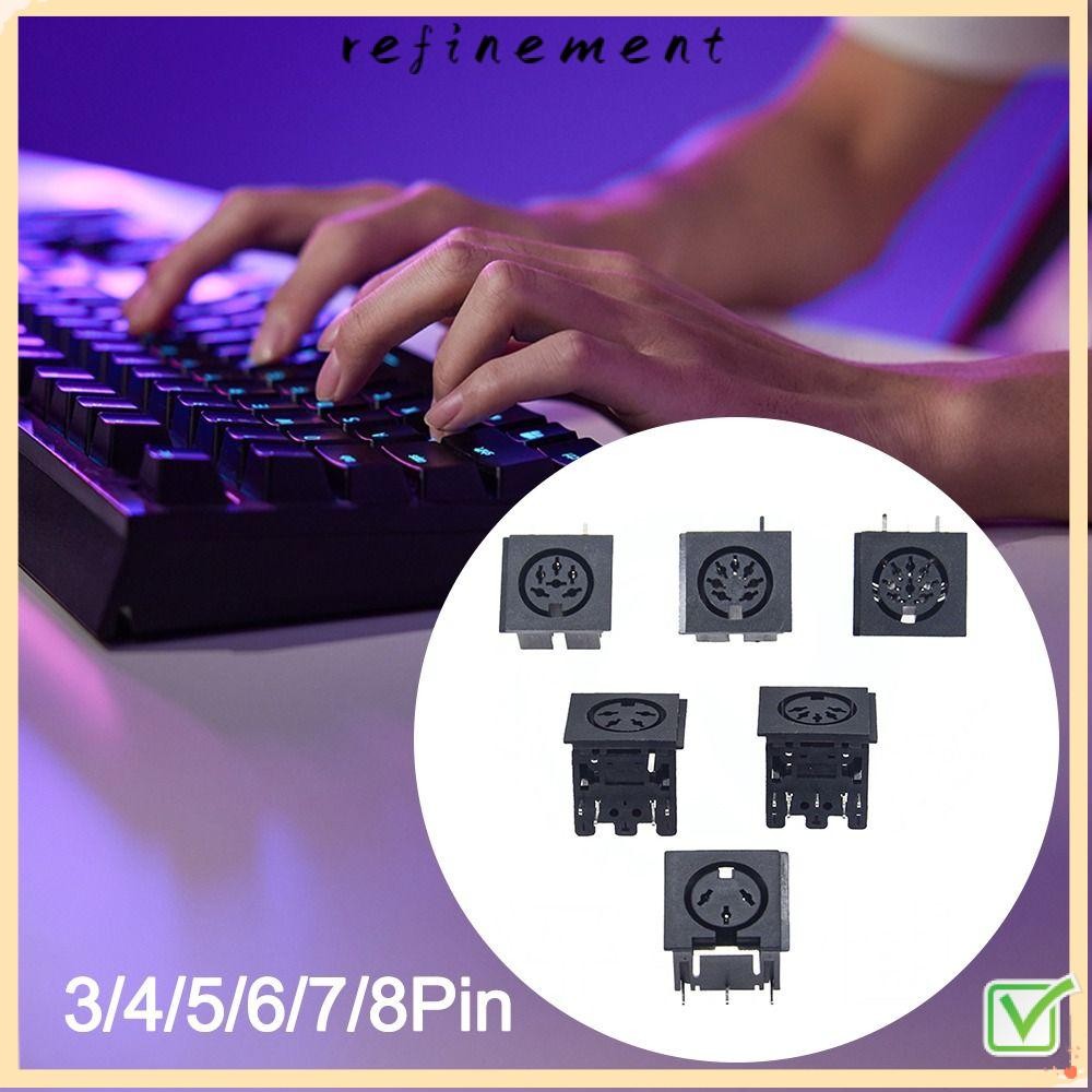REFINEMENT DIN หญิงซ็อกเก็ตเชื่อมต่อ, 4 5 6 8 เสา 4 P/5 P/6 P/7 P/8 P แผง PCB Mount DIN มินิแจ็ค, DI