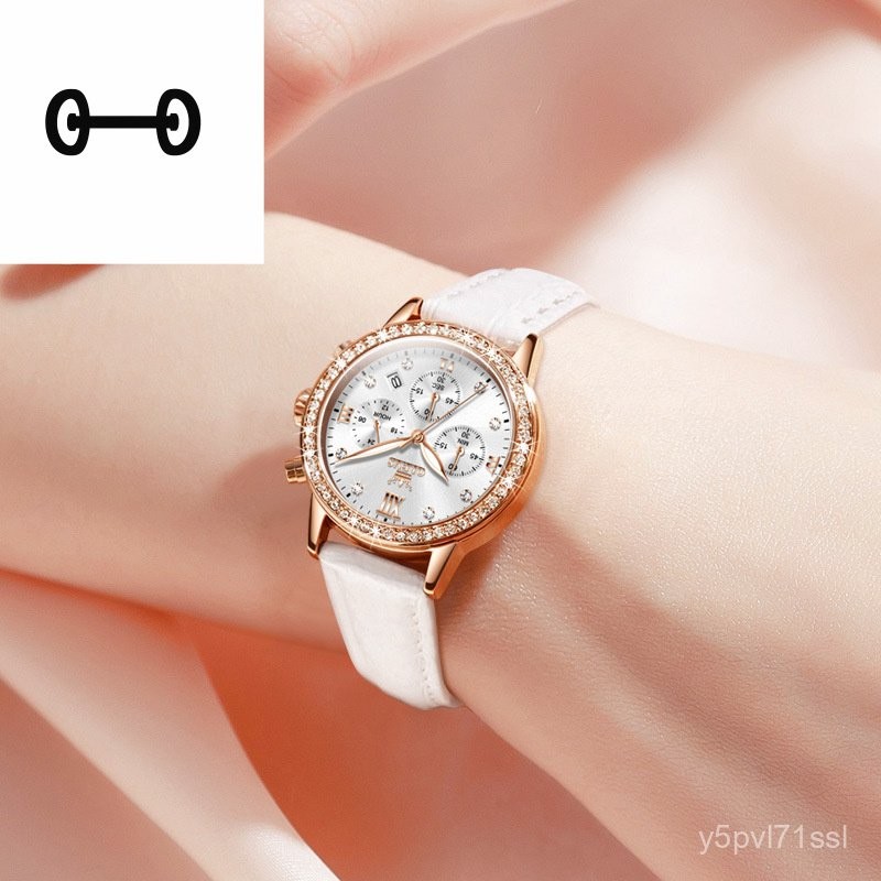 นาฬิกาควอตซ์โครโนกราฟมัลติฟังก์ชัน Oris Diamond นาฬิกาผู้หญิง HDRF