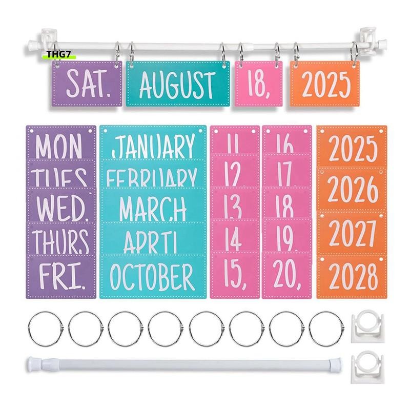 Belinda7Calendar Bulletin Board Set Rainbow Flip with Holder, Adjustable Calendar Holder ประกอบด้วยก