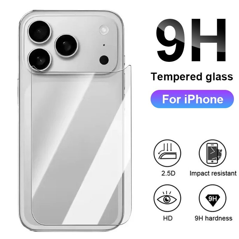 กลับกระจกนิรภัยป้องกันฟิล์ม สําหรับ iPhone Air 17 16 15 14 Plus 13 12 Mini 11 Pro Max