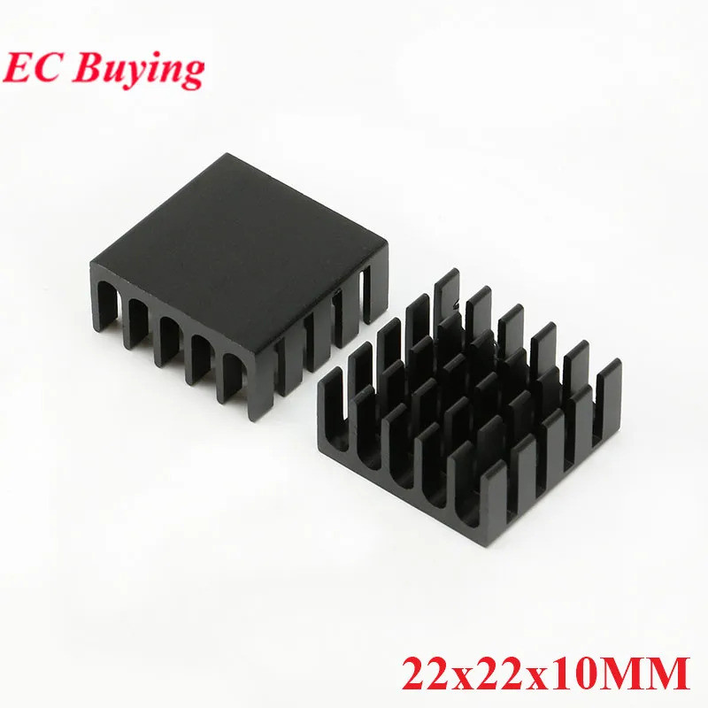 5pcs 22*22*10 มม.ฮีทซิงค์ Cooling Fin หม้อน้ําอลูมิเนียม Cooler พัดลมความร้อนสีดํา 22X22X10 มม.สําหร