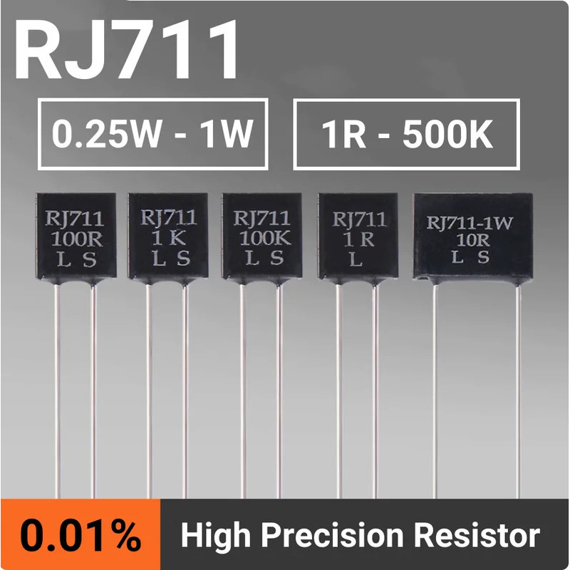 1 ชิ้น High-Precision Low-Temperation Coefficient Resistor Rj711 0.25W0.5W1W โลหะฟอยล์มาตรฐาน Sampli