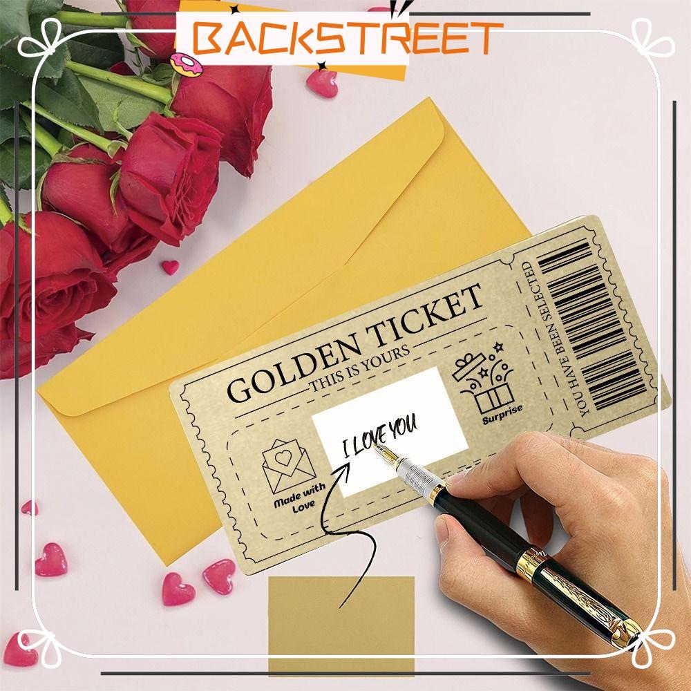 BACKSTAGE Concert Ticket, Raffle Gift Golden Ticket Scratch- Card, with Envelope Scratch Ticket Part