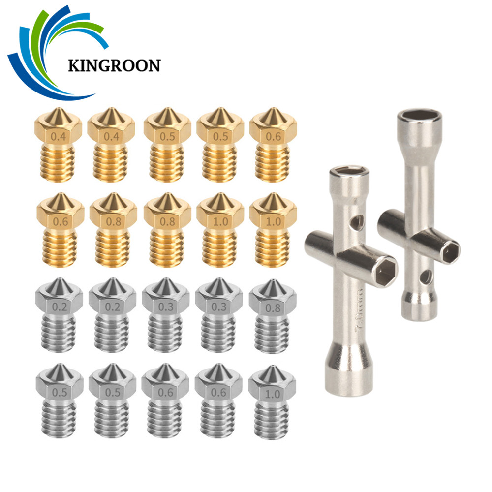 10pcs E3D Nozzle Brass M6 Thread E3D V6 Stainless Steel Nozzles for 1.75mm Filament 3D Printer Hoten