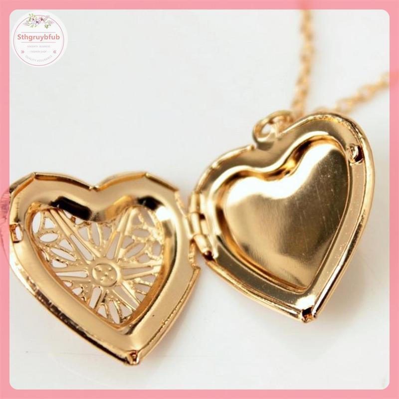 STHB สร้อยคอจี้รูปหัวใจกลวงเปิดได้ Locket สร้อยคอผู้หญิงเครื่องประดับ VN