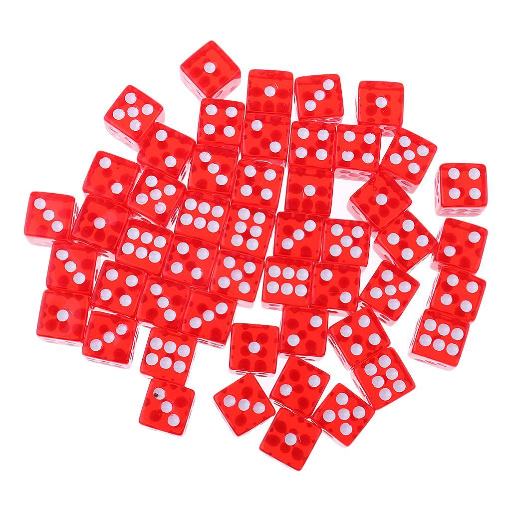 [qwnjto] 50 ชิ้นอะคริลิค 6 จุดด้านข้างลูกเต๋า D6 สําหรับการเล่นตามบทบาท RPG เกมกระดาน KTV