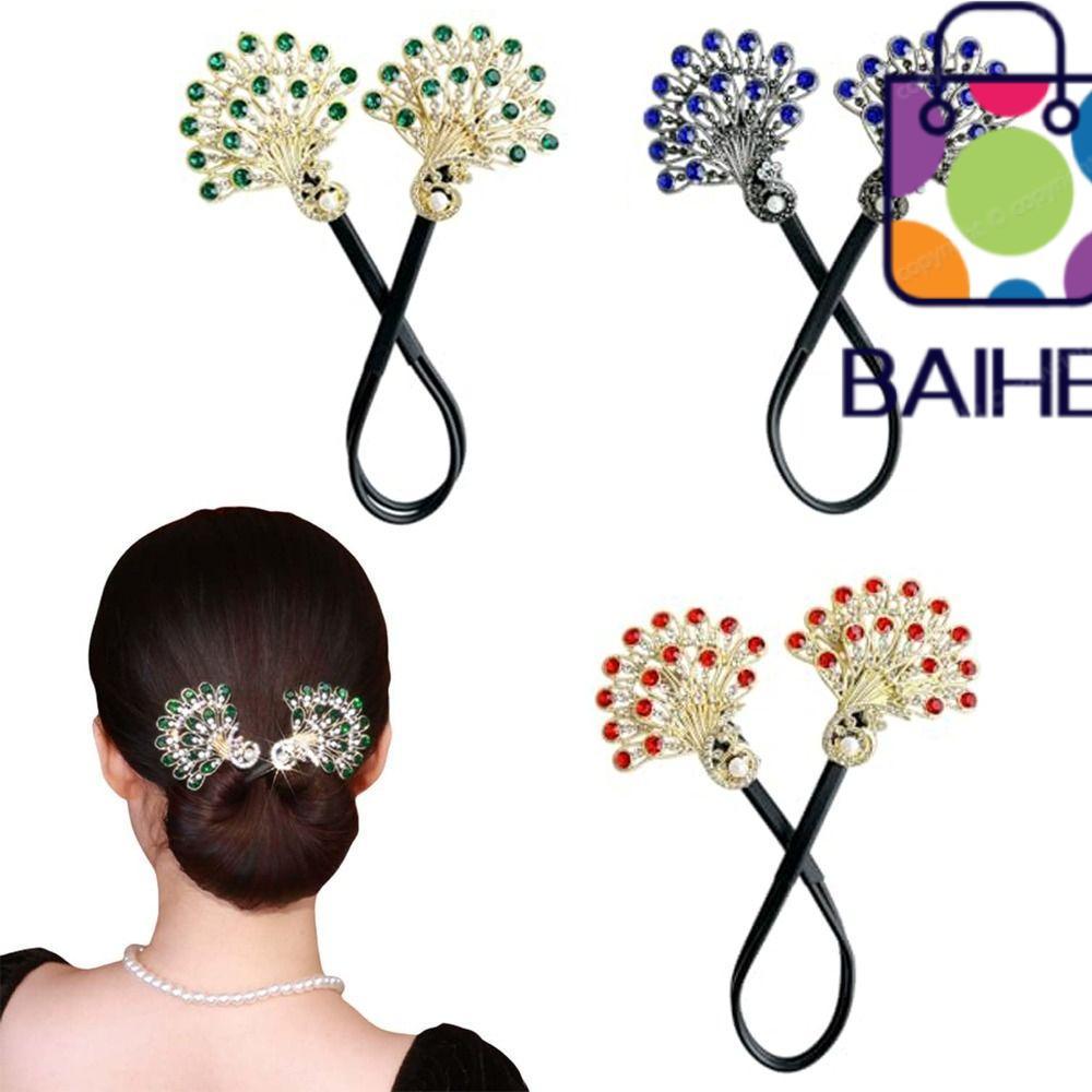 BAIHEE ทรงผม Twist, Easy Fast Snap Headwear ผม Bun Maker Twist, Elegant Roll ผมเครื่องมือนกยูงรูปร่าง Curler ผู้หญิง