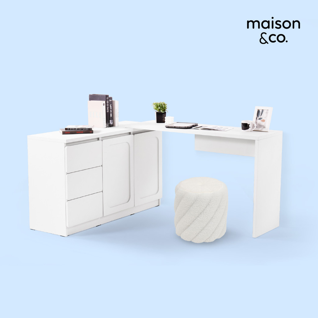 SB Design Square ชุดโต๊ะแป้งพร้อมสตูล  รุ่น Solla สีขาว  แบรนด์ MAISON&CO.