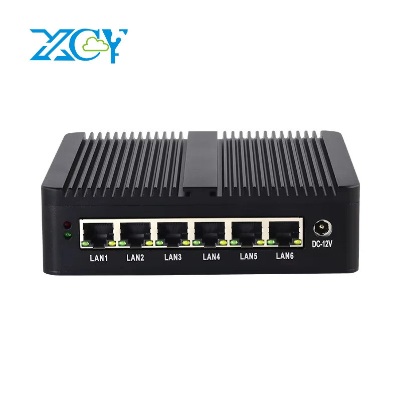 XCY Fanless Mini PC Intel Celeron J6412 โปรเซสเซอร์ 6x Intel i226V 2.5G Ethernet รองรับ Windows Linu
