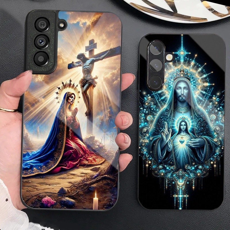 Virgin Mary และพระเยซู 02 กระจกนิรภัยเคสโทรศัพท์สําหรับ Samsung Galaxy S9 Plus S10 S10e S20 FE S20 P