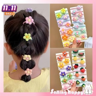 Set Ikat Rambut Anak 10pcs, Motif Alam & Bahan Lembut - Usia 4-12 Tahun