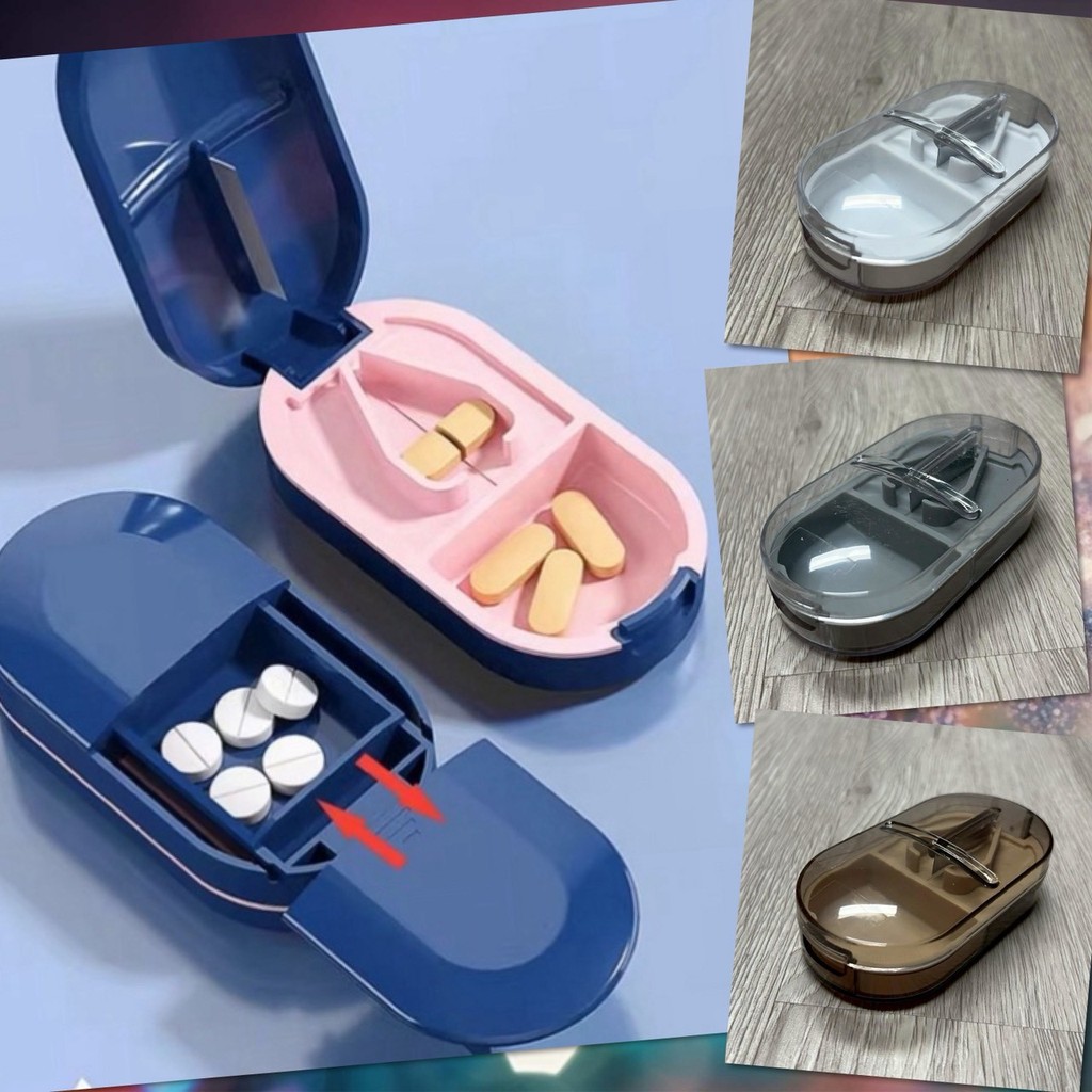 😋 กล่องตัดยา กล่องเก็บยา กล่อง แบ่งยา ตัดเม็ดยา พกพา ตลับยา ใบมีดคม แยกยา Pill Cutter รุ่นอัพเกรด 😋