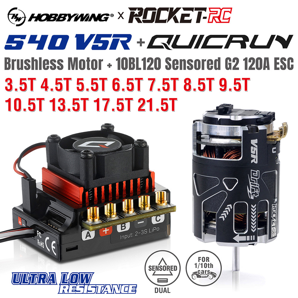 Hobbywing QUICRUN 10BL120 120A ESC w/Rocket 540 V5R 3.5T 10.5T 13.5T 21.5T มอเตอร์เซ็นเซอร์Brushless
