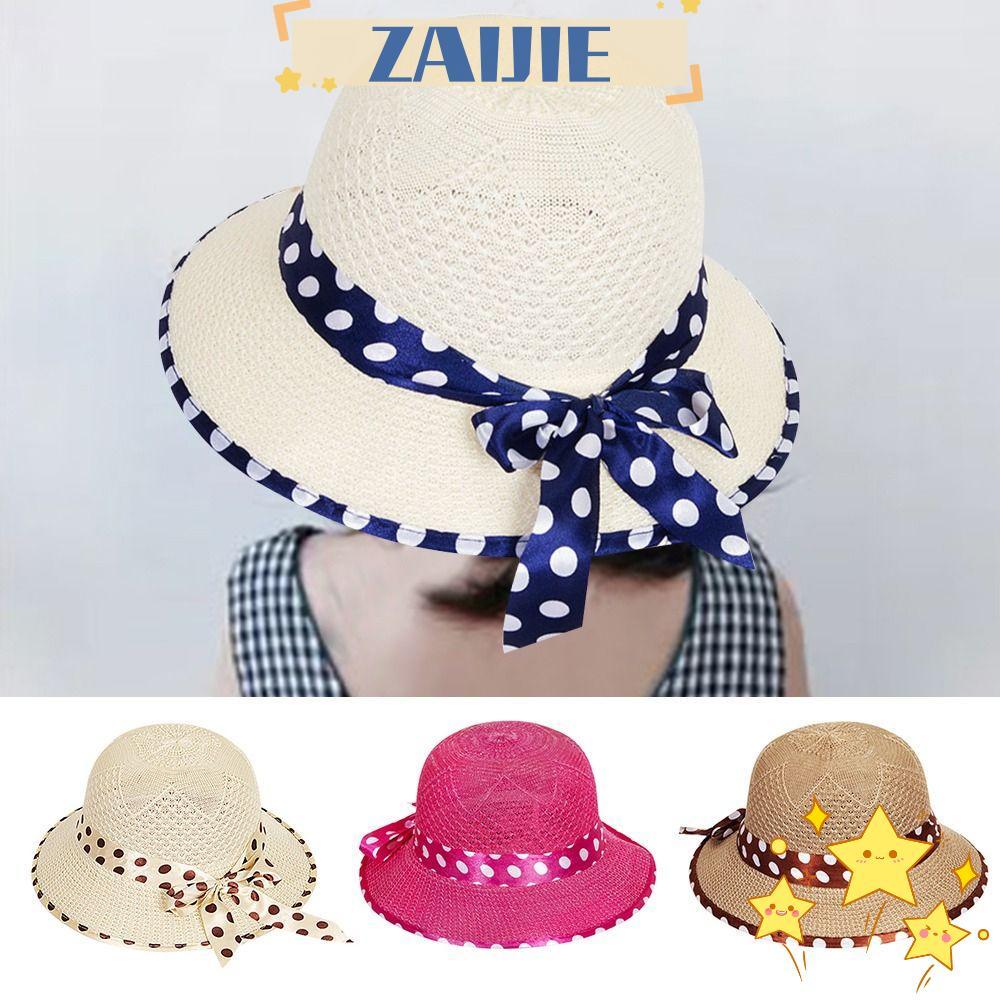 หมวกชาวประมง ZAJIE พับได้ ป้องกัน UV สำหรับเด็ก ดีไซน์ Bowknot Panama ระบายอากาศ