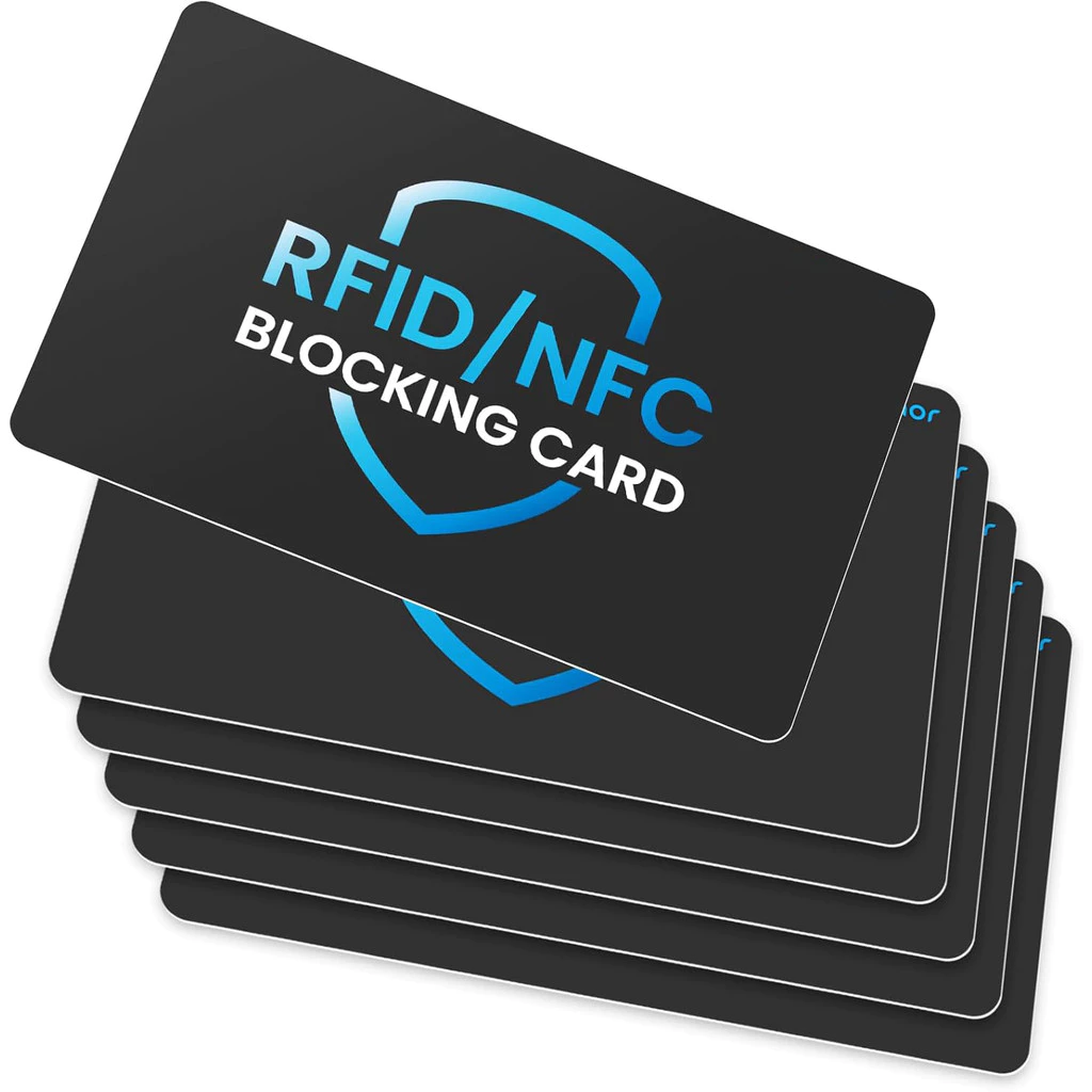 การ์ดปิดกั้น RFID 6 แพ็ค, ตัวป้องกันบัตรเครดิตธนาคารเดบิต, ตัวบล็อก เอ็นเอฟซี ไร้สัมผัสป้องกันการโจรกรรม, การป้องกันกระเป๋าประ