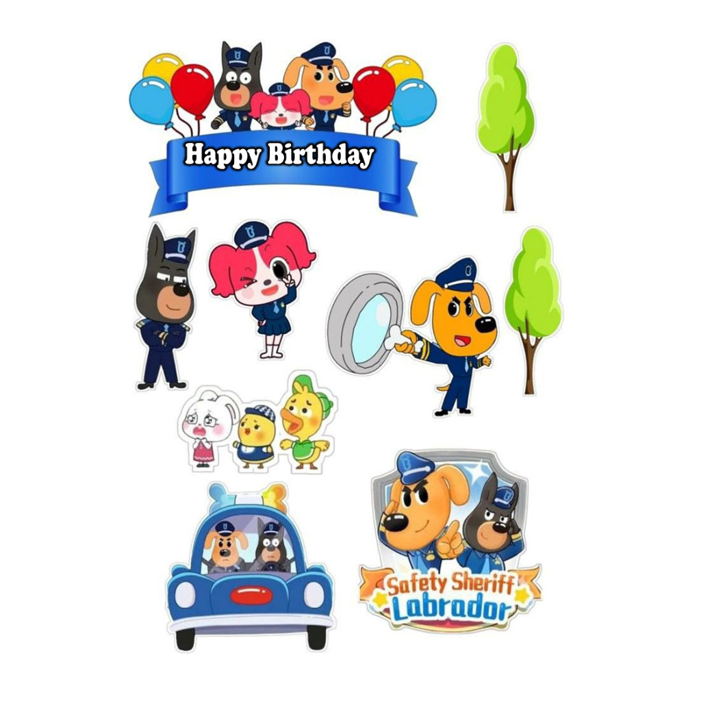 ท็อปเปอร์ SAFETY SHERIFF LABRADOR | ชื่อที่กําหนดเอง SAFETY SERIEFF เค้ก Topper | SAFETY SHERIF Theme เค้กวันเกิดตกแต่ง