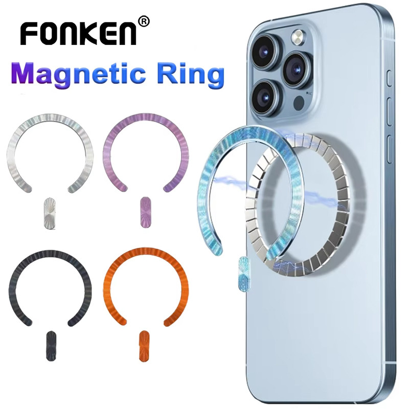 Fonken แหวนแผ่นโลหะแม่เหล็กสําหรับ iOS 17/16/15 Magsafe Wireless Charger ที่วางโทรศัพท์ในรถยนต์รอบแม