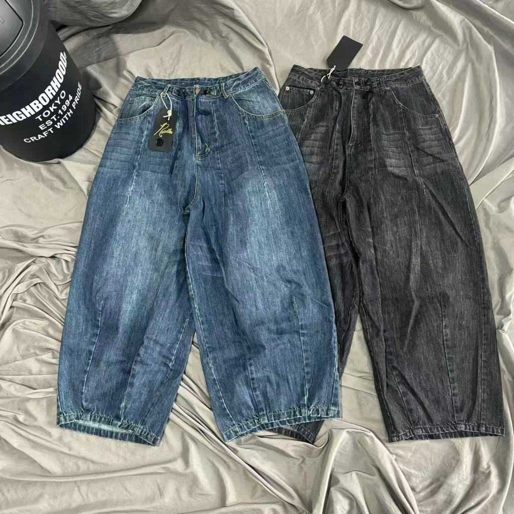 กางเกงยีนส์ NEEDLES อินเทรนด์ ขากว้างหลวม ไซส์ใหญ่ สไตล์สำหรับทั้งผู้ชายและผู้หญิง
