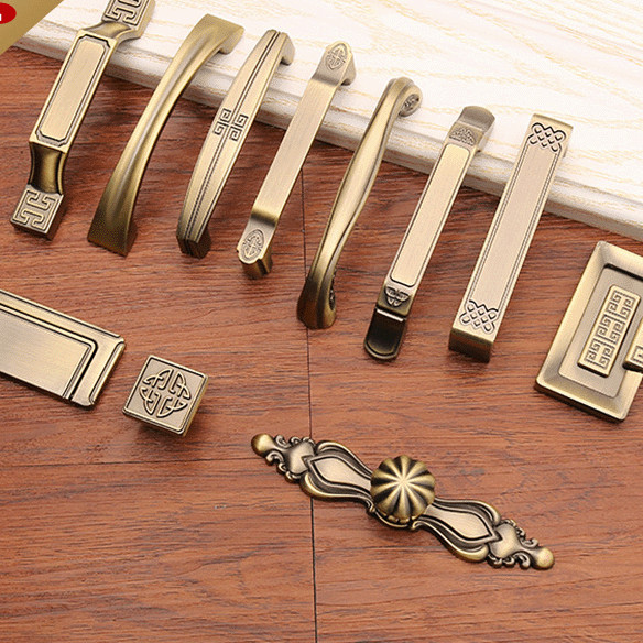 ที่จับประตูตู้สไตล์ยุโรปแบบเรียบง่าย Yaqing สไตล์จีน โลหะผสมสังกะสี ที่จับฮาร์ดแวร์ตู้หน้าต่าง Yaqin