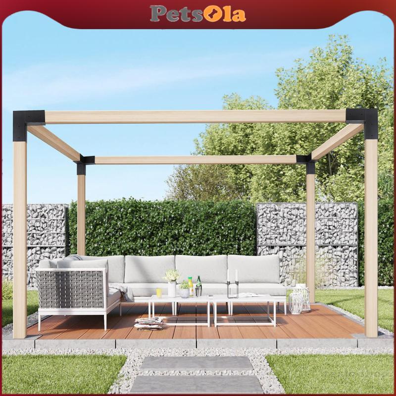 [PETSOLA] 4x Pergola Brackets 4x4 Pergola Kit Stable กลางแจ้ง Pergola ฮาร์ดแวร์ DIY ขาตั้งไม้ยกระดับ