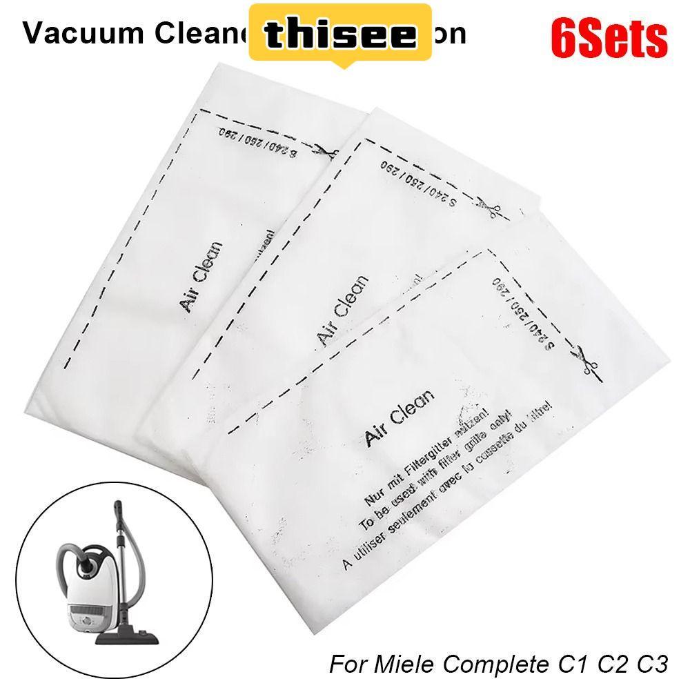 GOOGEOUS 6 ชุดเครื่องดูดฝุ่น,กรองอากาศทําความสะอาดผ้าฝ้าย,แพ็คอะไหล่สําหรับ Miele Complete S8340 S83