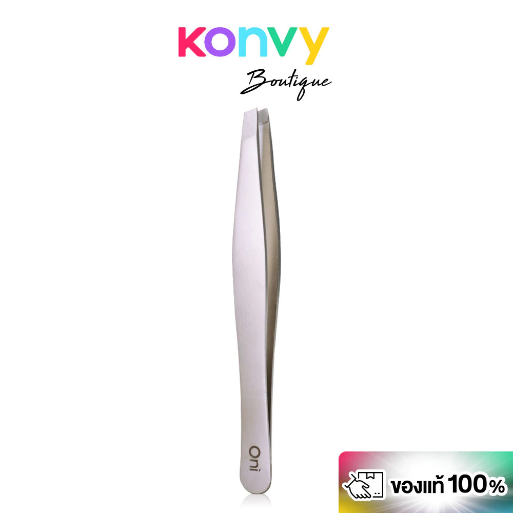Oni Slant Tweezer โอนิ แหนบปลายเฉียง สีเงิน.