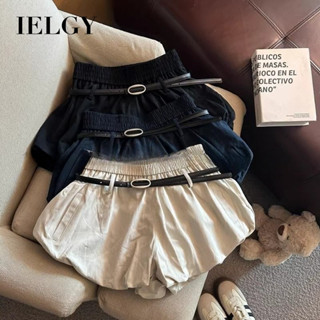 กางเกงกระโปรงเอวสูงสไตล์เกาหลีสำหรับผู้หญิง ทรงเอพร้อมเข็มขั…