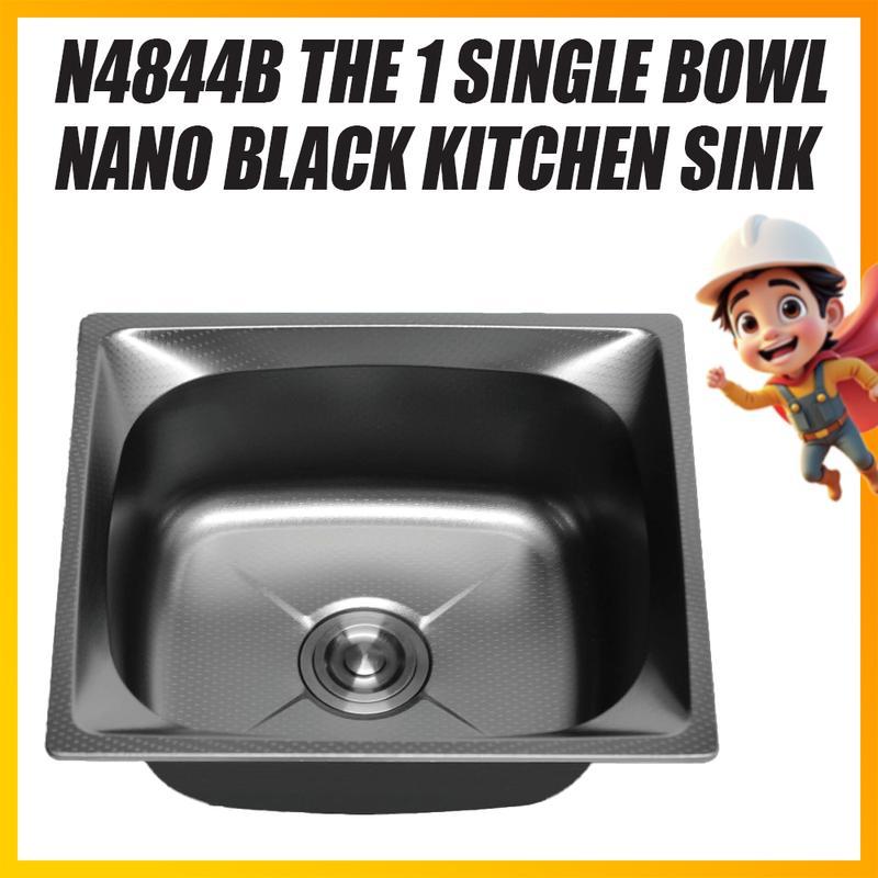 N4844B THE 1 Sinki Nano Hitam Dapur (Mangkuk Tunggal) / N4844B THE 1 ชามเดี่ยว Nano Black Kitchen ชา