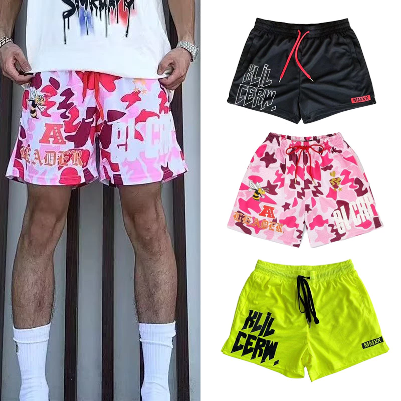ZENOX กางเกงขาสั้นยูนisex ลายแคมโอบลวดลายHip Hop สไตล์Streetwear ไซส์โอเวอร์ไซซ์ แห้งไวสำหรับใส่เล่นบาสเกตบอลและสวมใส่ในวันหยุดฤดูร้อน