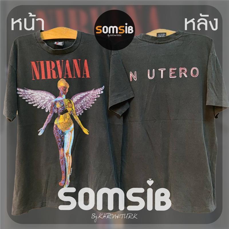 เสื้อ ผ้าเฟด NIRVANA นางฟ้า - แดง [แขนสั้น/แขนยาว]