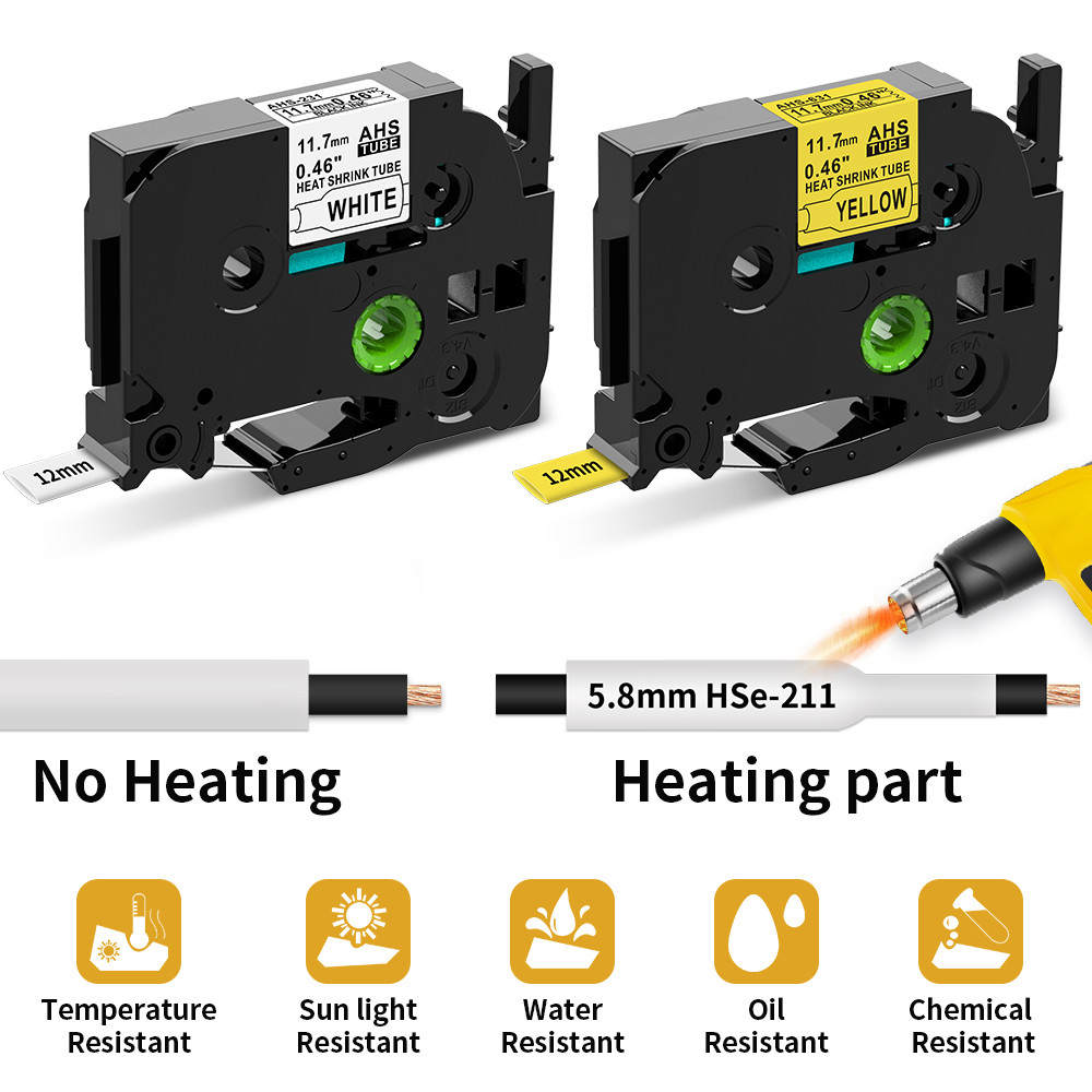 5/10PK เทปท่อหดความร้อนสําหรับ Brother P-touch & E1000PRO HSe-231 สําหรับห่อสายเคเบิล