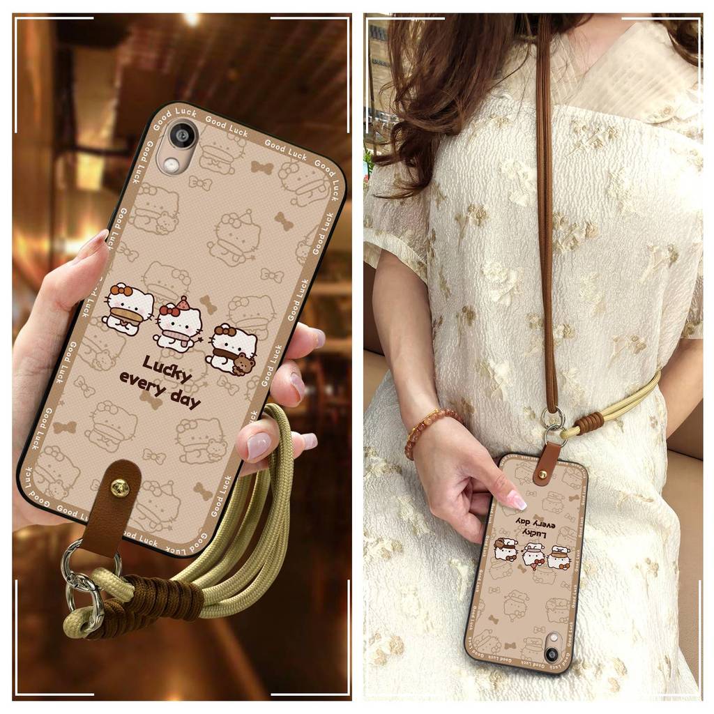 การกระจายความร้อนเชือกแขวนคอ Huawei Honor 8S/Y5 2019/Play 3E เคสโทรศัพท์น่ารัก Texture Simple สายรัด