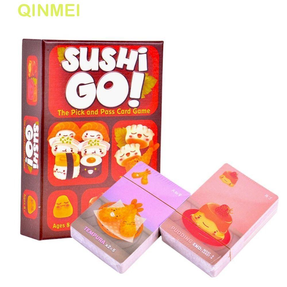QINMEI Sushi Go Pick And Pass Card, Family Get-together 108pcs Sushi Go Card Game,หลายคนครอบครัว Cas