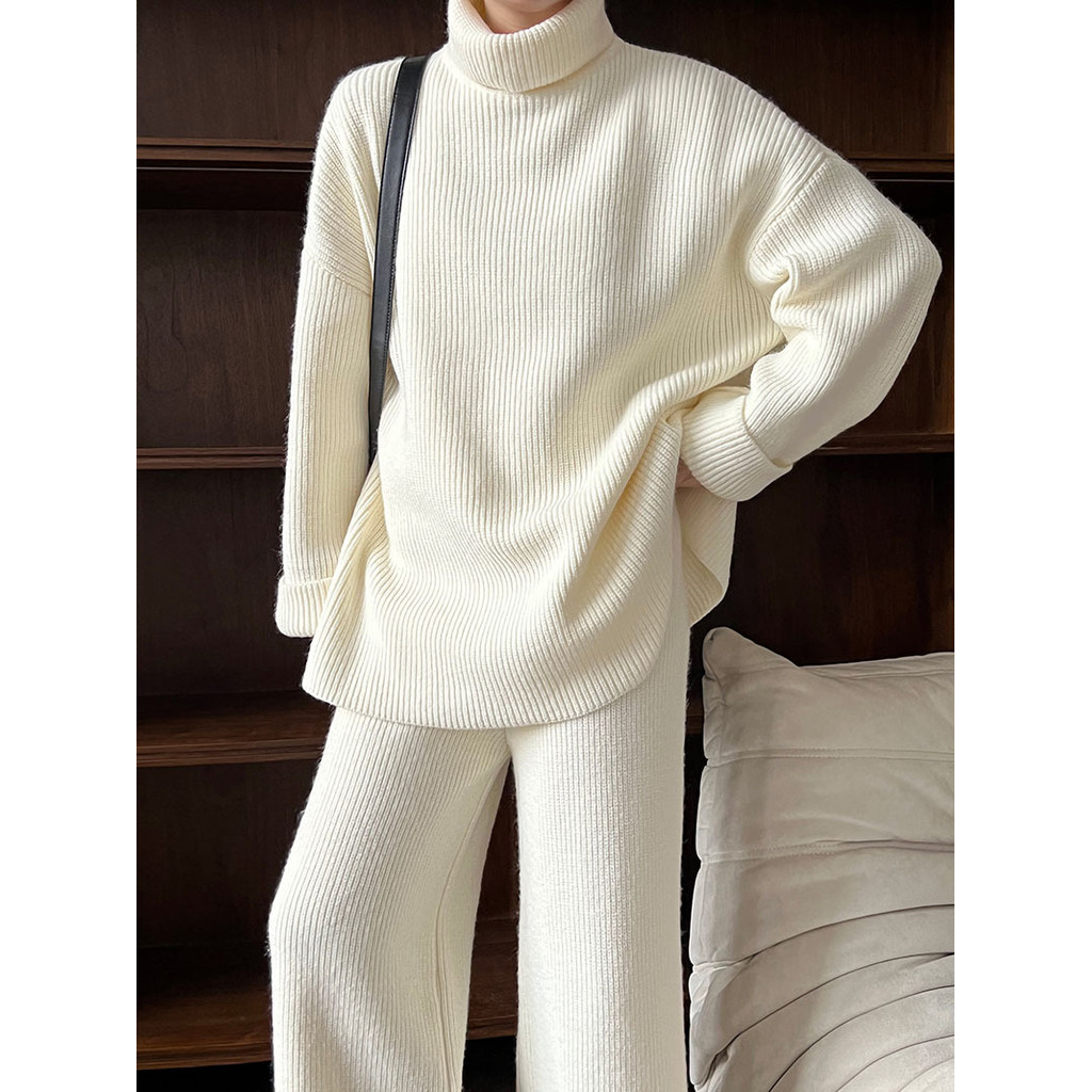 Luxi เสื้อคอเต่าเสื้อกันหนาวกางเกงขากว้างชุดผู้หญิง 2024 Legging เสื้อกางเกงชุดสองชิ้น ss657LYAJIE25