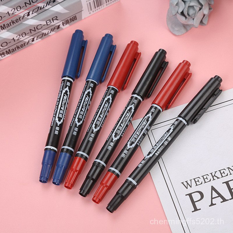 AW2Y Oily Small Double-Headed Line Pen ปากกามาร์กเกอร์น้ํา Ultra-Fine Double-Headed Painting Line Ma