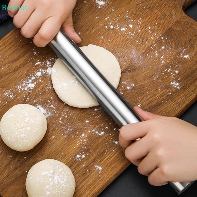 <Redhot> สแตนเลส Rolling Pin เครื่องครัว Dough Roller Bake พิซซ่าก๋วยเตี๋ยวคุกกี้เกี๊ยวทําเครื่องมือ