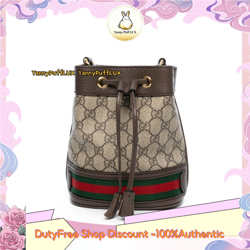 GUCCI OPHIDIA BUCKET MINI GG  กระเป๋าสตางค์ Drawstring กระเป๋าสะพายข้าง