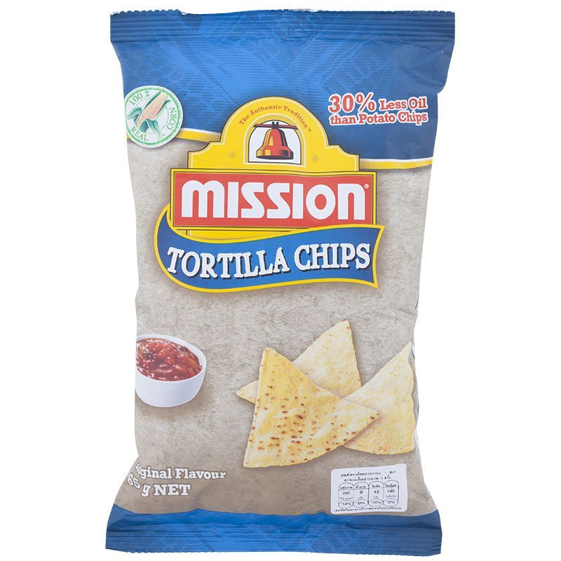 มิชชั่นแผ่นแป้งข้าวโพดทอดกรอบรสดั้งเดิม 65ก Mission Tortilla Chips Original Flavour 65g. [หมายเลขบาร์โค้ด 6946431800359]