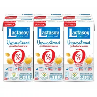 แลคตาซอยนมถั่วเหลืองยูเอชทีรสจืด 300มลแพค 6 Lactasoy Soy Milk UHT Unsweetened 300ml Pack 6 [8850267800156 ]