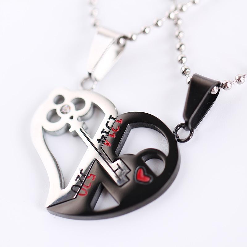 เครื่องประดับแฟชั่น Love Puzzle 1314 520 Love Key Combination ผู้ชายผู้หญิงคู่สร้อยคอเหล็กไทเทเนียม 
