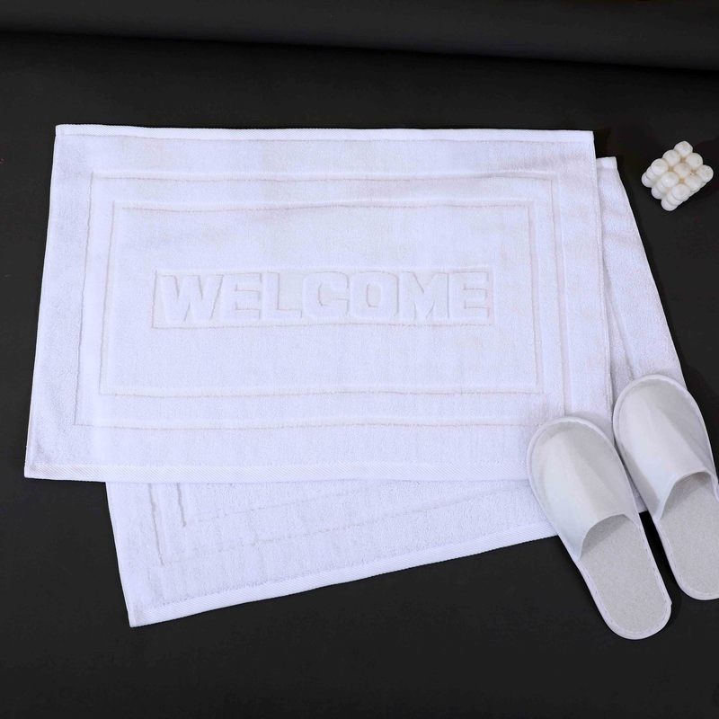 ผ้าเช็ดเท้าโรงแรม ผ้าฝ้าย100% 18"x28" 8ปอนค์ welcome ราคาส่ง ราคาส่ง ผ้าเช็ดเท้าซับน้ํา