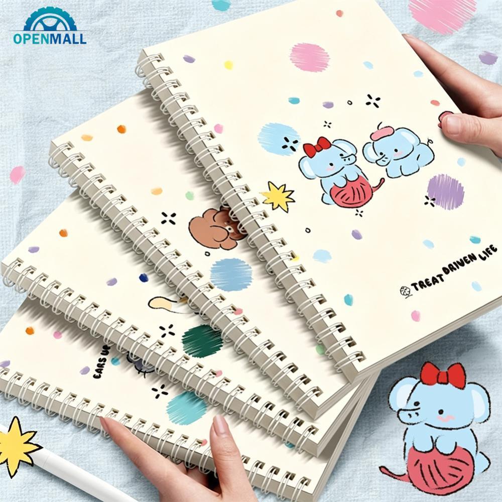 OPENMALL A5/B5 ปกแข็งการ์ตูนม้วนโน๊ตบุ๊คน่ารัก Kawaii สไตล์เกาหลีเรียงราย Journal Notepad นักเรียนกล