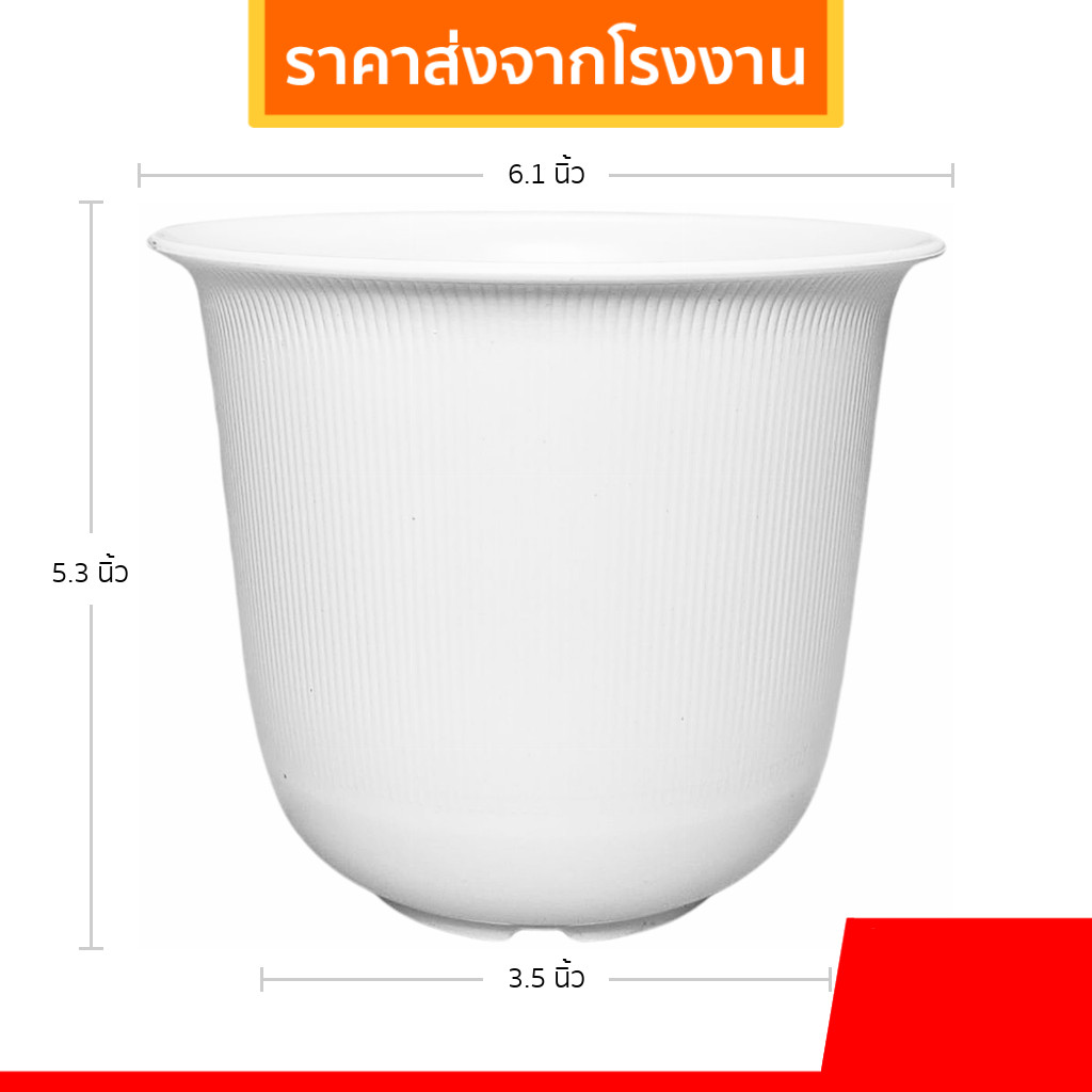 กระถาง กระถางต้นไม้ มินิมอล จานรอง ขนาด 6 นิ้ว สีขาว ขั้นต่ำ 5 ใบ ชิ้น อัน